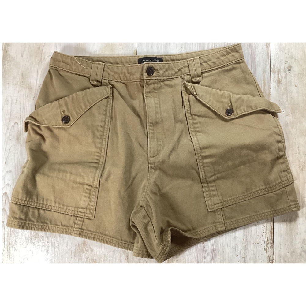 Banana Republic Womens Khaki Cargo Shorts Tan Cotton Utility Pockets Size 12